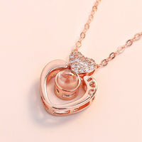 Collier Projective Or Rose & 100 Langues Collier Pendentif Projection Romantique Amour Mémoire Collier De Mariage D24