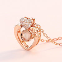 Collier Projective Or Rose & 100 Langues Collier Pendentif Projection Romantique Amour Mémoire Collier De Mariage D24