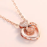 Collier Projective Or Rose & 100 Langues Collier Pendentif Projection Romantique Amour Mémoire Collier De Mariage D24