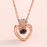 Collier Projective Or Rose & 100 Langues Collier Pendentif Projection Romantique Amour Mémoire Collier De Mariage D24