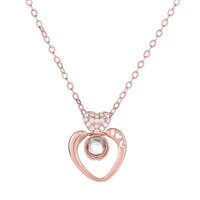 Collier Projective Or Rose & 100 Langues Collier Pendentif Projection Romantique Amour Mémoire Collier De Mariage D24