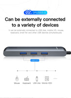 USB C HUB Type C to 4KHD RJ45 Ethernet Multi Ports USB 3.0 PD  Power Adapter For MacBook,Huawei and Samsung